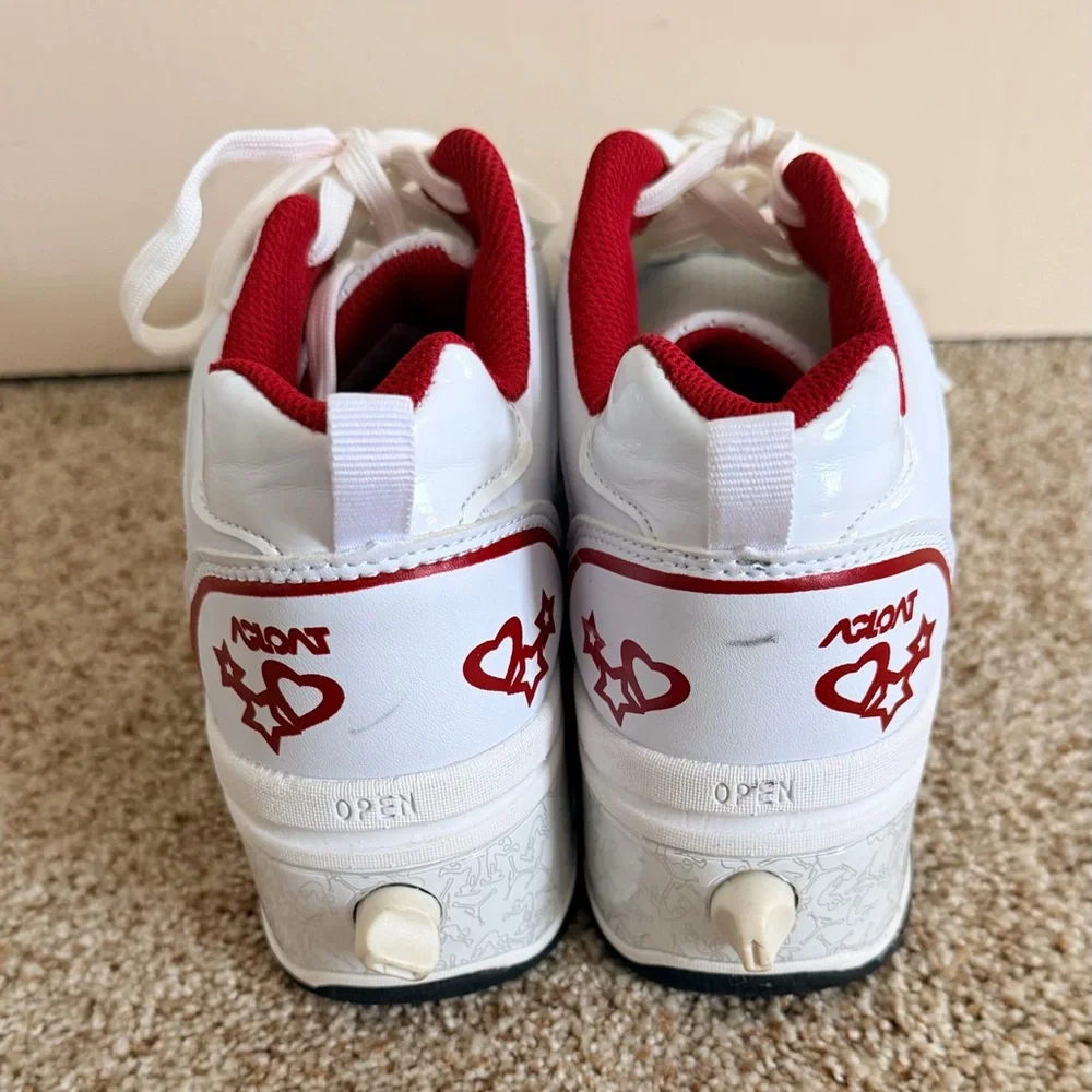 Afloat Skate Shoes Retractable Rollers Women’s Size 7.5 US White & Red VGC